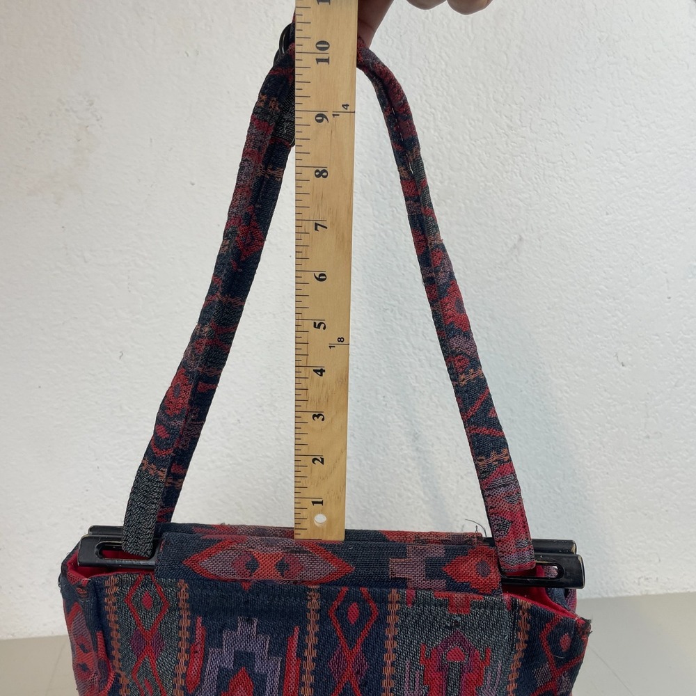 Vintage Toby Weston Purse Handbag Red Aztec Tribal Tapestry Shoulder Bag USA - Picture 5 of 13